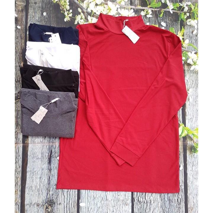 Áo thun tay cổ cao nam màu đen