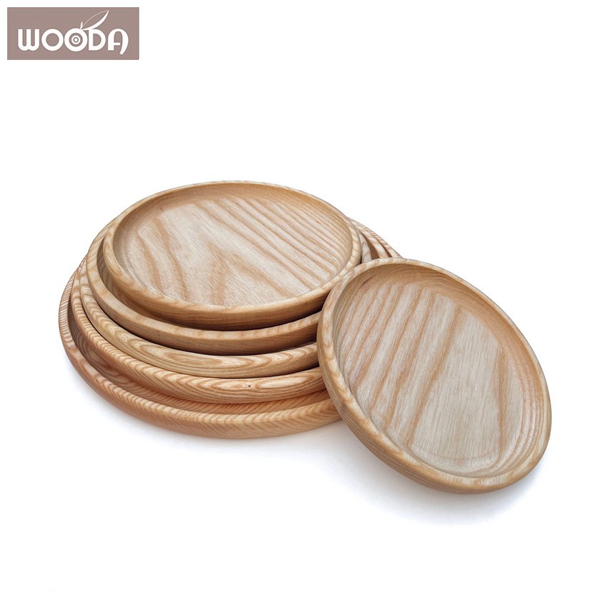 Đĩa gỗ tròn, khay gỗ tròn từ gỗ tự nhiên nguyên khối - Khay gỗ phục vụ, đựng đồ ăn minimalism