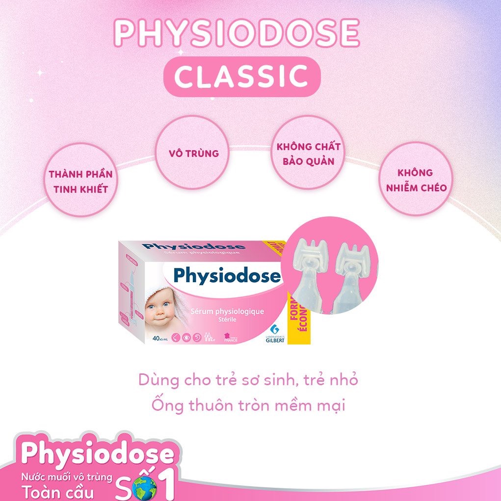Nước Muối Sinh Lý Physiodose Pháp (Hộp 40 ống x 5ml)