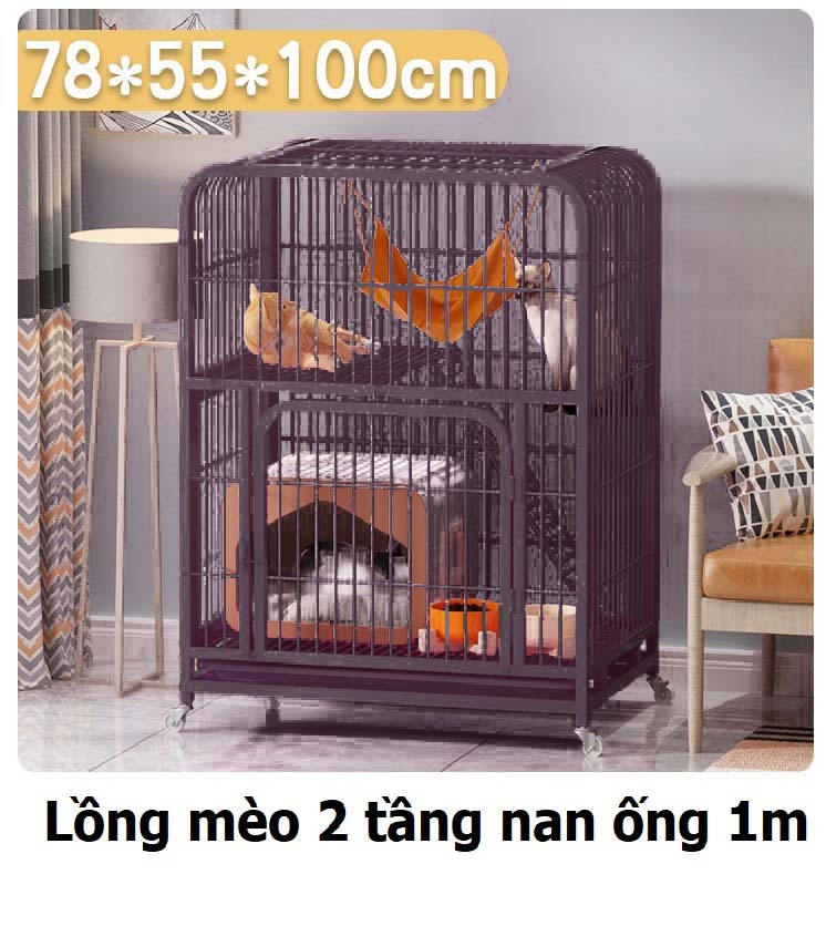 Lồng mèo nan ống 2 tầng Size M cao 1m