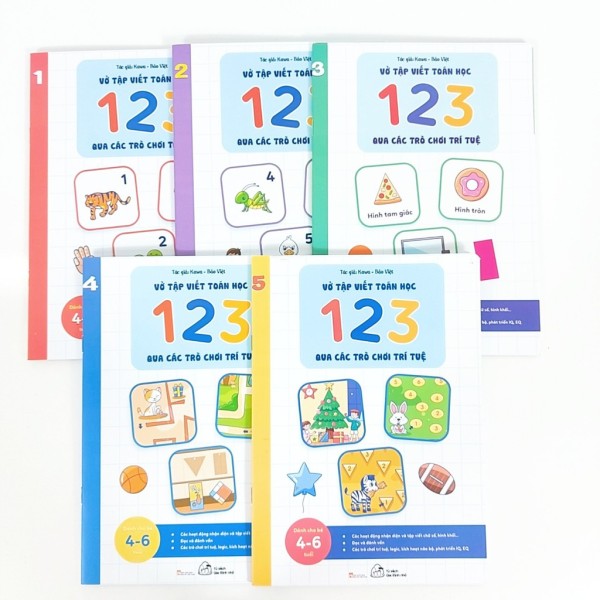 Sách - Vở tập viết toán học 123 5 cuốn (dành cho bé 4-6 tuổi)