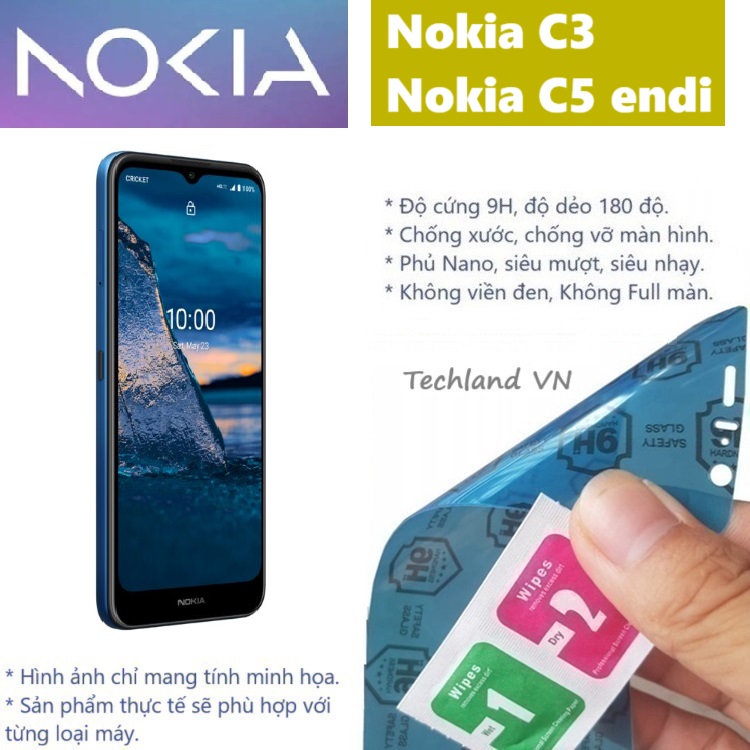 Cường Lực Phủ Nano Nokia C3 / C5 Endi - Trong Suốt, Không Full Màn, Không Viền Đen