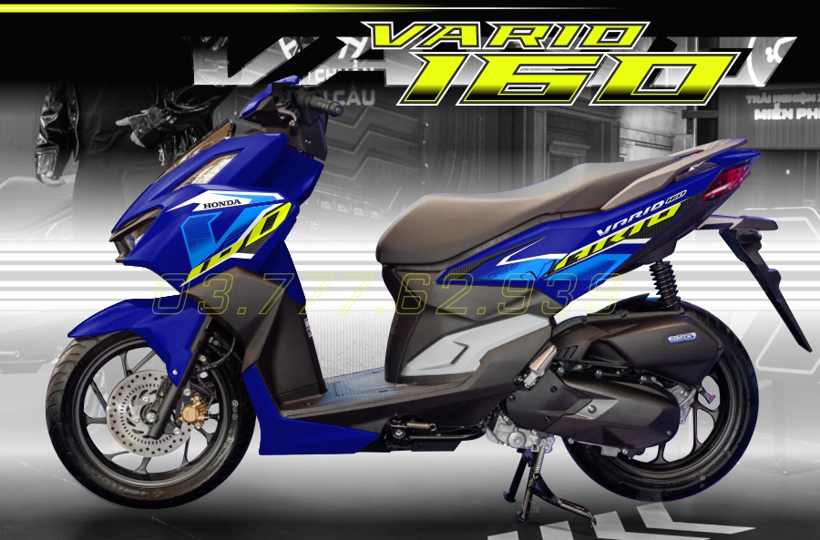 Tem rời VArio 160 xanh dương đậm - tem tổ ong xanh đen nổi bật - tem cao cấp không bay màu