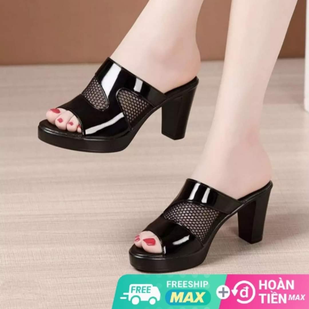 Dép cao gót phối lưới cao cấp 2021