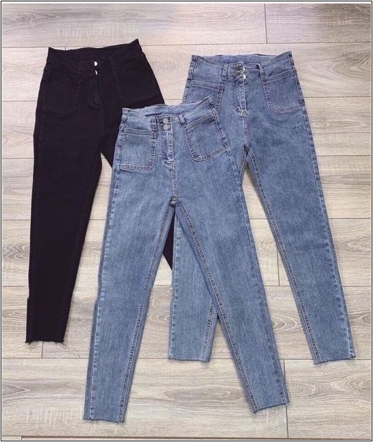 Quần jean nữ lưng siêu cao 2 TÚI KIỂU BẦU  + 2 CÚC ( TÚI VUÔNG BẦU ) quần bò nữ lưng cao siêu đẹp MS01/015#181