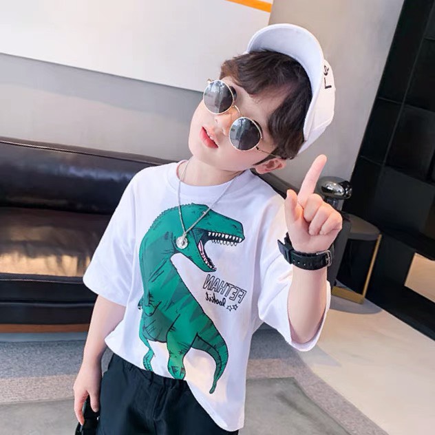Áo thun khủng long xanh cho bé trai
