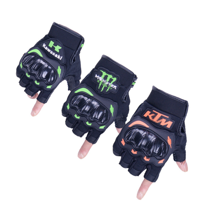Găng tay phượt cụt ngón kawasaki - găng tay kawasaki có gù nhựa (hàng xịn)