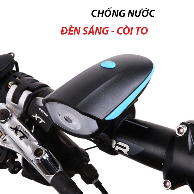 Đèn xe đạp có còi sạc usb chống nước HJ7588