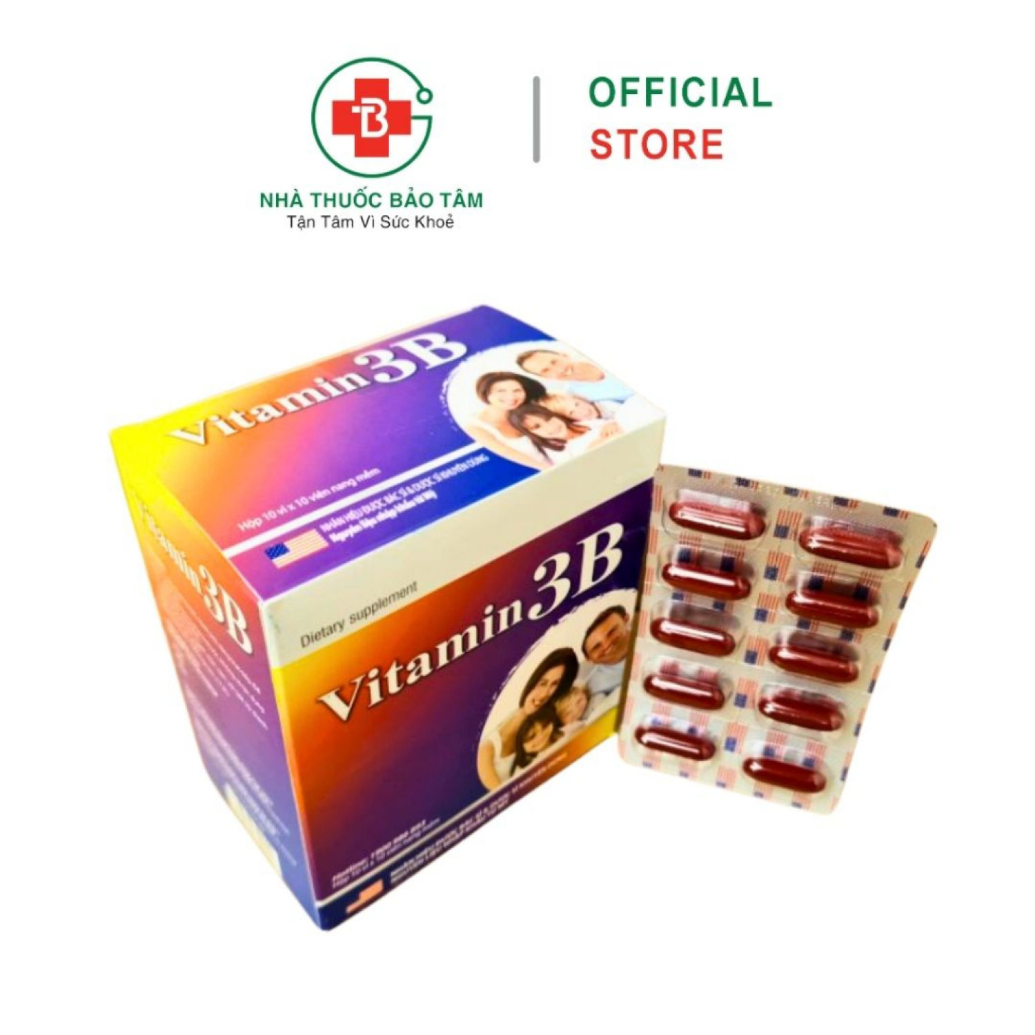 Vitamin 3B Giúp bổ sung và dự phòng thiếu hụt vitamin B1, B6, B12 cho cơ thể hộp 100 viên