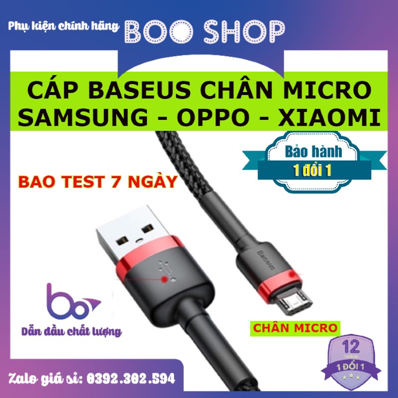 [ CHÍNH HÃNG ] CÁP BASEUS SẠC NHANH SAMSUNG - OPPO - XIAOMI CHÂN MICRO - BH 12 THÁNG
