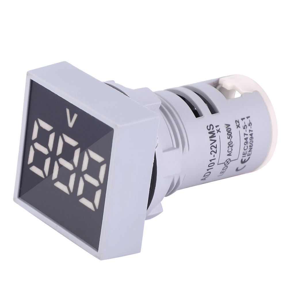 AC20-500V LED Indicator Light Mini Digital LED Display Voltmeter Square Signal Lamp