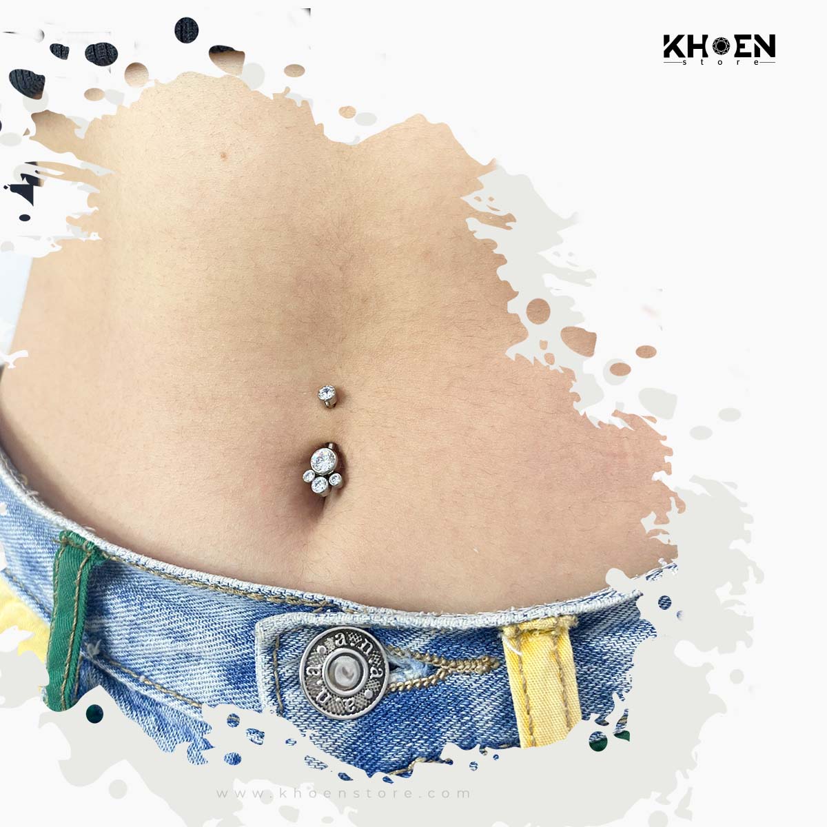 ( 1 chiếc ) Khuyên Rốn chân mèo - Titan - Khoen Store