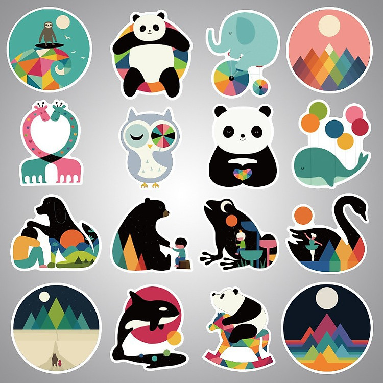 Set 32 sticker Sleepy Pet hình dán có ép lụa