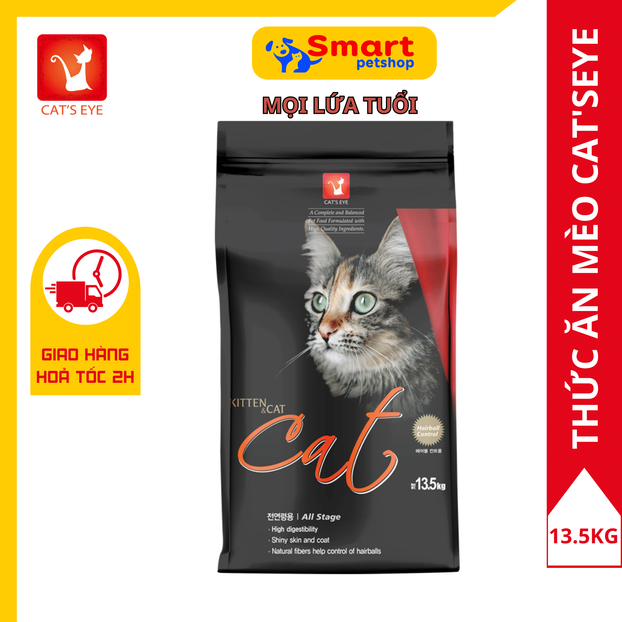 Thức Ăn Hạt Cho Mèo Cat's Eye Mọi Lứa Tuổi 13,5kg