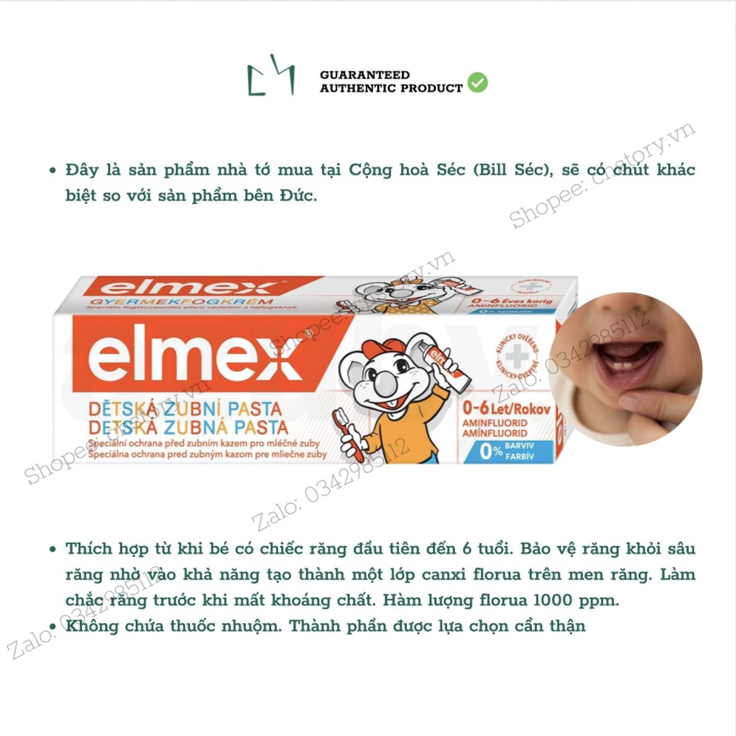 [Bill Đức] Kem đánh răng Elmex cho trẻ em từ 0 đến 12 tuổi