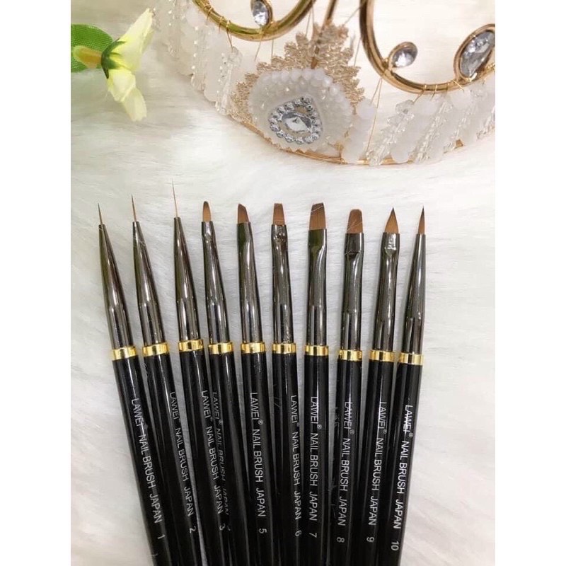 Set 10 cọ nail Lawei - Cọ vẽ móng chuyên dụng