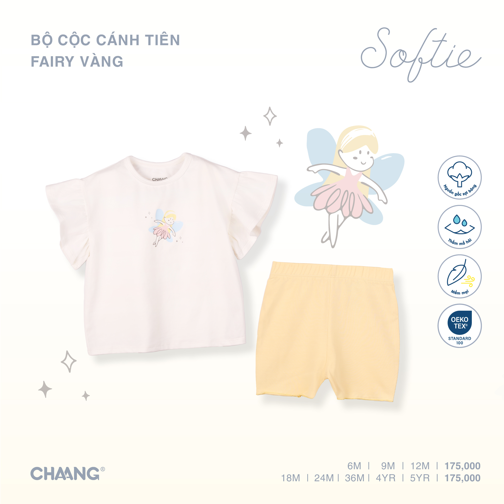Bộ quần áo cộc cánh tiên bé gái Fairy Chaang