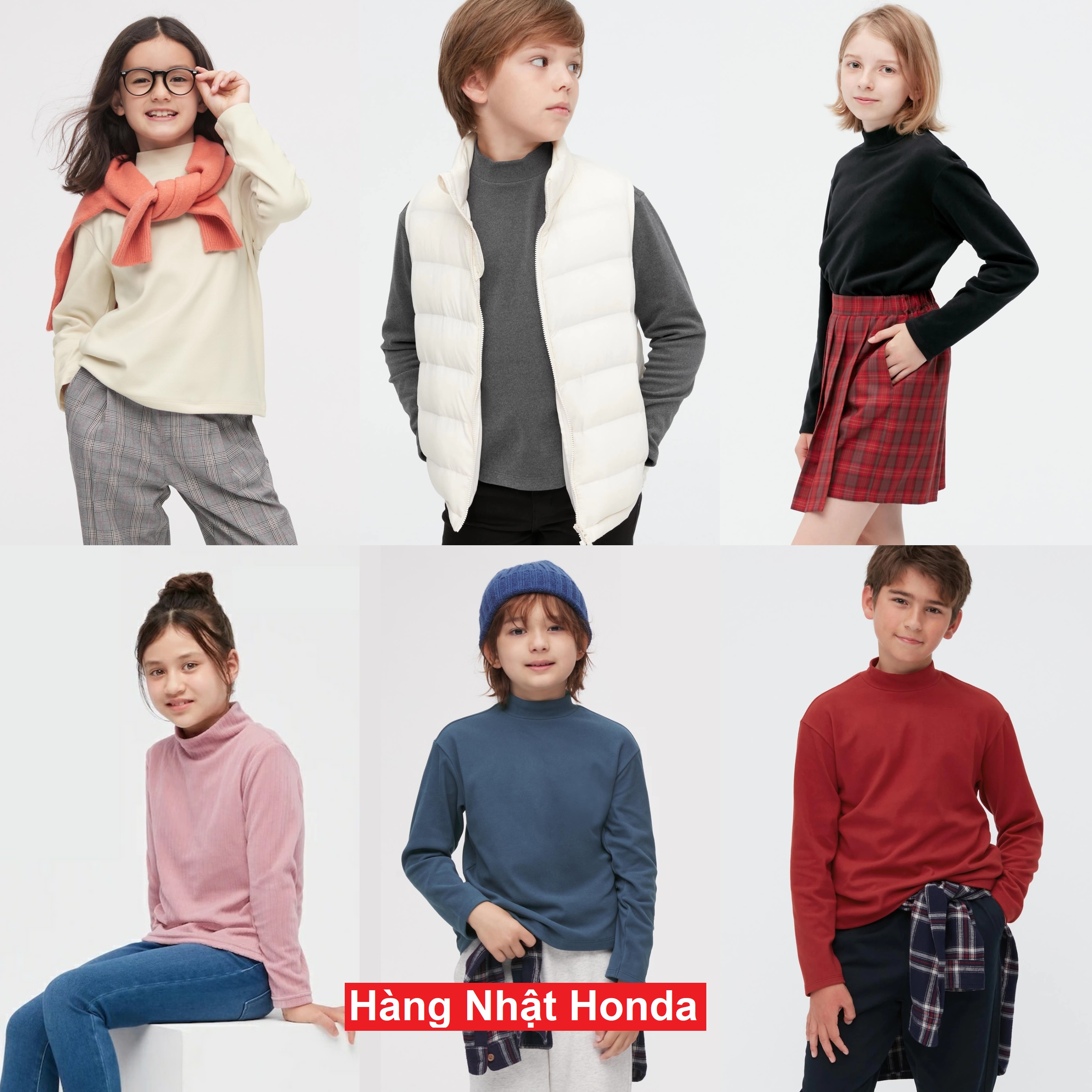 [Auth Uniqlo] Áo Nỉ Dạ Lông Cừu Cao Cổ Trẻ Em - Tag Nhật