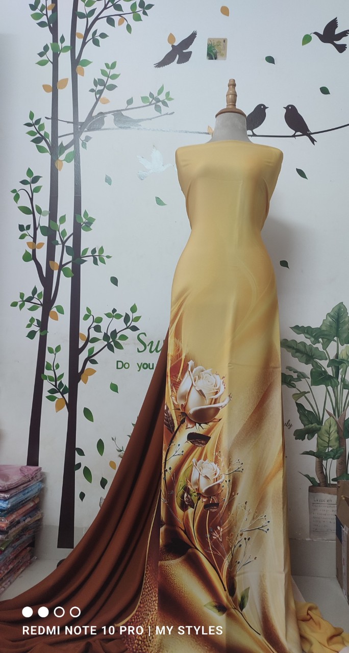 (hàng showroom Thái Tuấn, giá đại lý) Vải áo dài đẹp lụa Thái Tuấn, mẫu thiết kế độc quyền (in vải ngang)