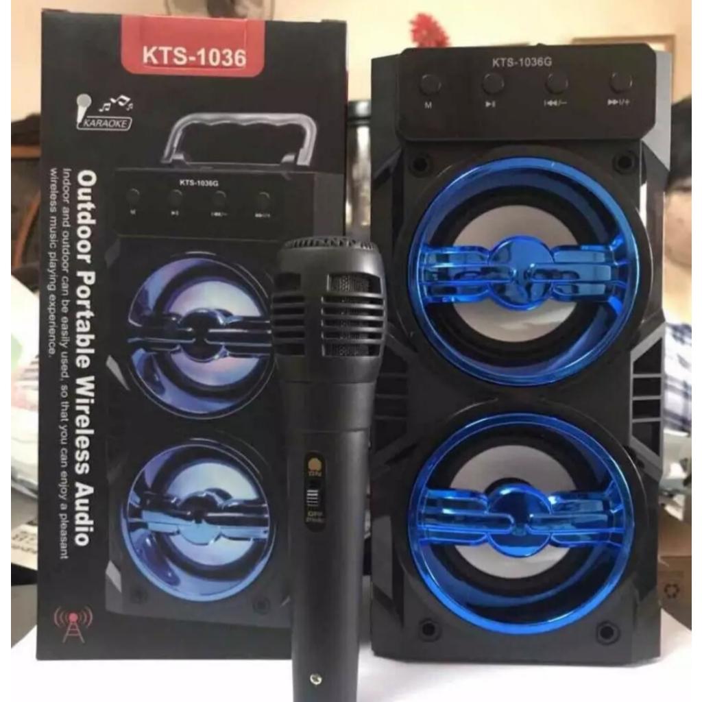 🔴ÂM CỰC ẤM🔴LOA KARAOKE BLUETOOTH KTS-1036 - TẶNG KÈM MICRO DÂY(CÓ ECHO)
