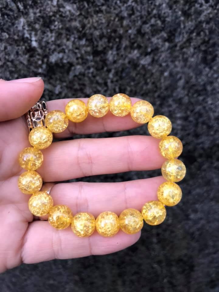 VÒNG TAY ĐÁ BỌT TUYẾT VÀNG 8LY-10LY