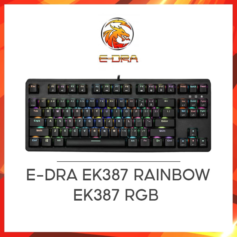Bàn phím cơ E-Dra EK387 Rainbow, EK387 RGB (Gateron/Huano Switch Bản 2021) - Hàng Chính Hãng Bảo hành 24 tháng