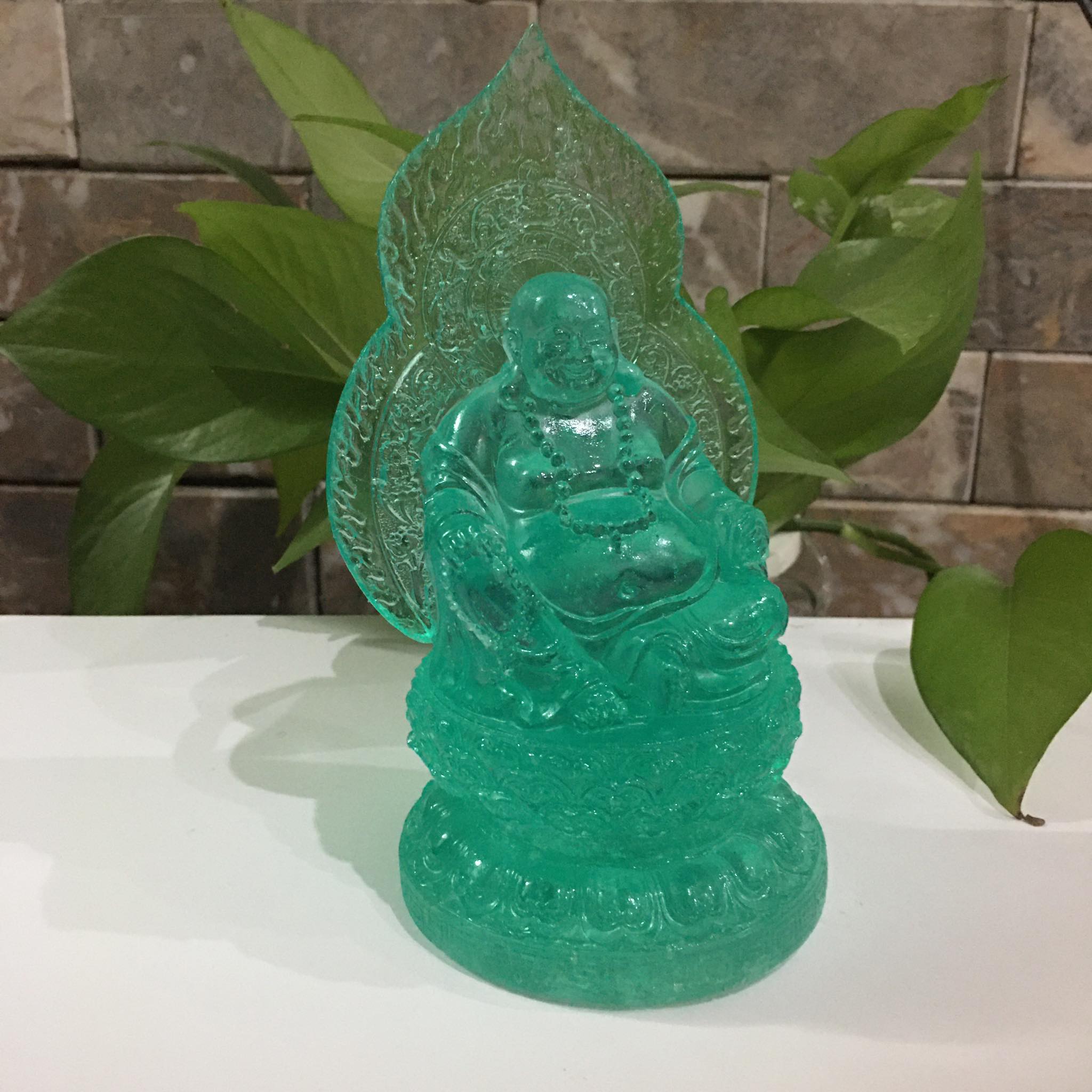 Phật di lặc màu xanh lá cao 17 cm