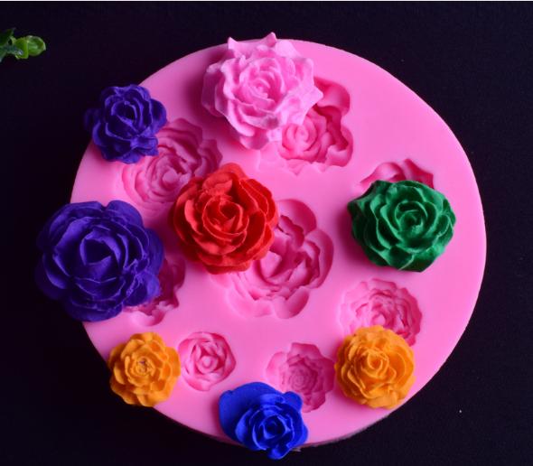 Khuôn rau câu silicon 3D 8 hoa hồng
