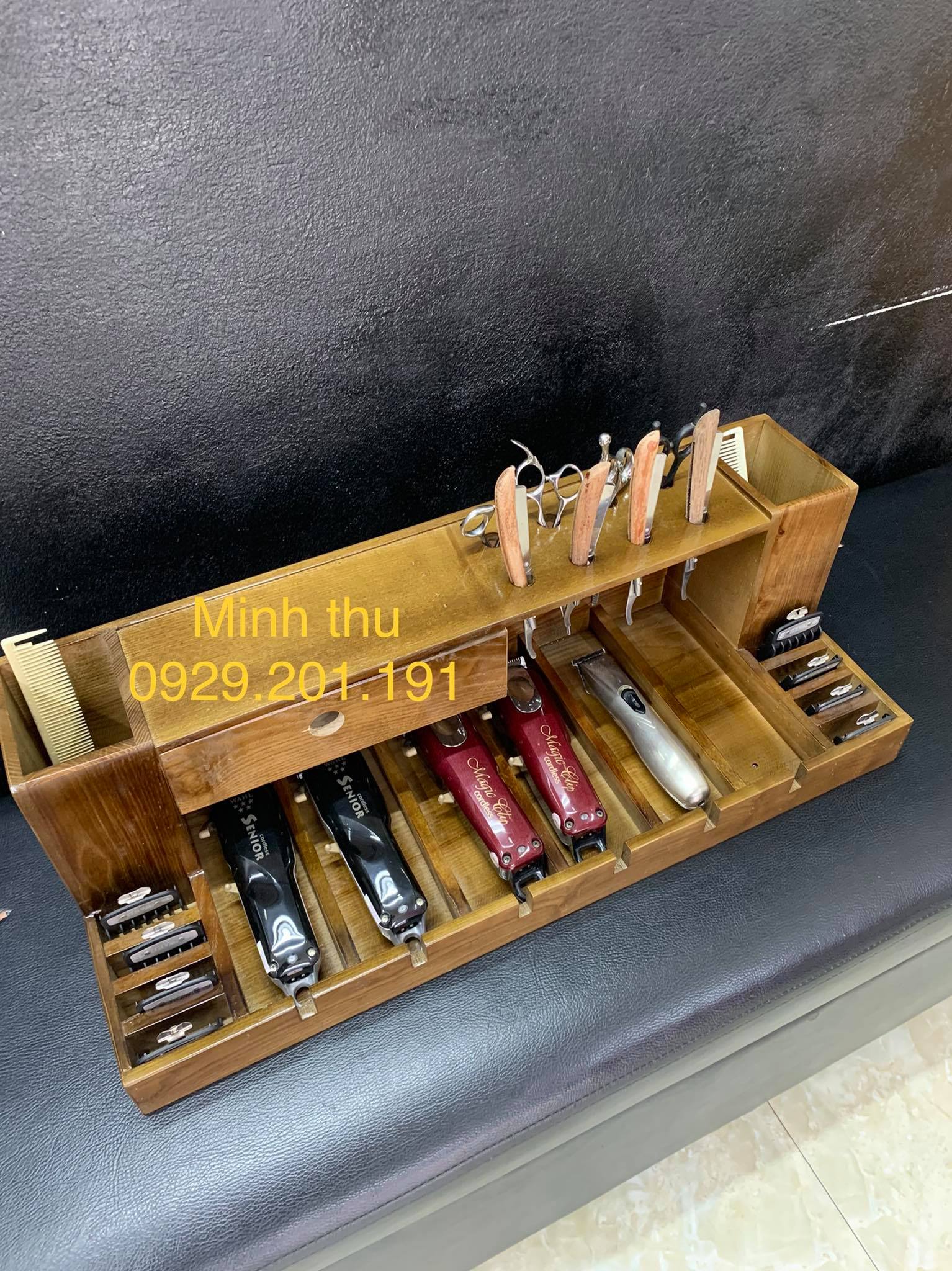 khay gỗ đựng tông đơ kéo lược