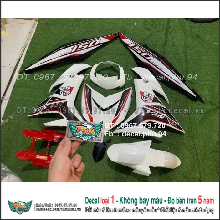 Tem rời ex exciter 150 y15zr trắng đỏ đen hàng loại 1.