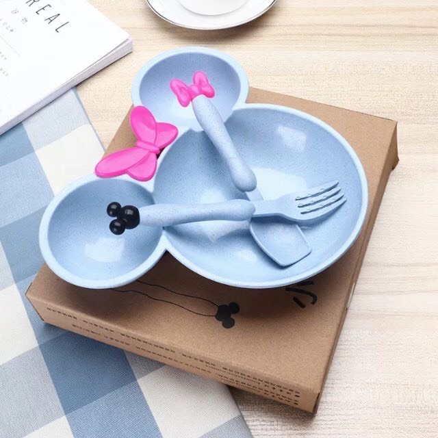 Bát ăn dặm Mickey tặng kèm dĩa và thìa