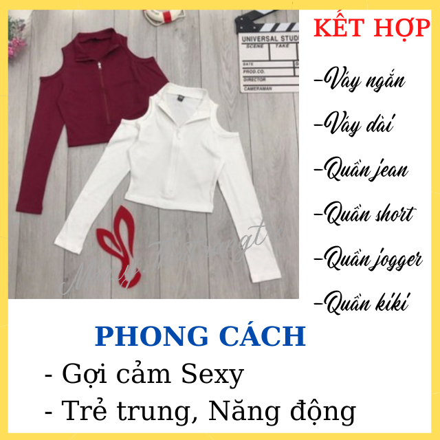 Áo Croptop Crt Thun Gân Coton Ôm Kiểu Khoét Hở Vai Tay Dài Có Dây Kéo Hở Eo-Áo Hở Ngực Dài Tay Hàn Quốc Sexy Ôm Body Màu Đen Trắng Cam Xanh neon,  Cổ Tim Chữ V Tập Gym, Thể Thao, Dạo Phố Siêu Hot