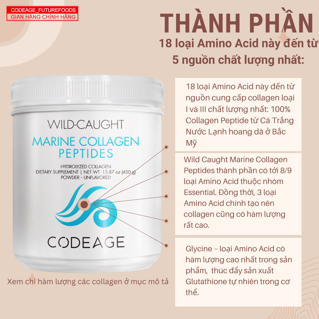 Combo Da Khỏe Săn Chắc, Chống Nắng Hiệu Quả Codeage Collagen Peptides + Codeage Polyphenols Broad Spectrum