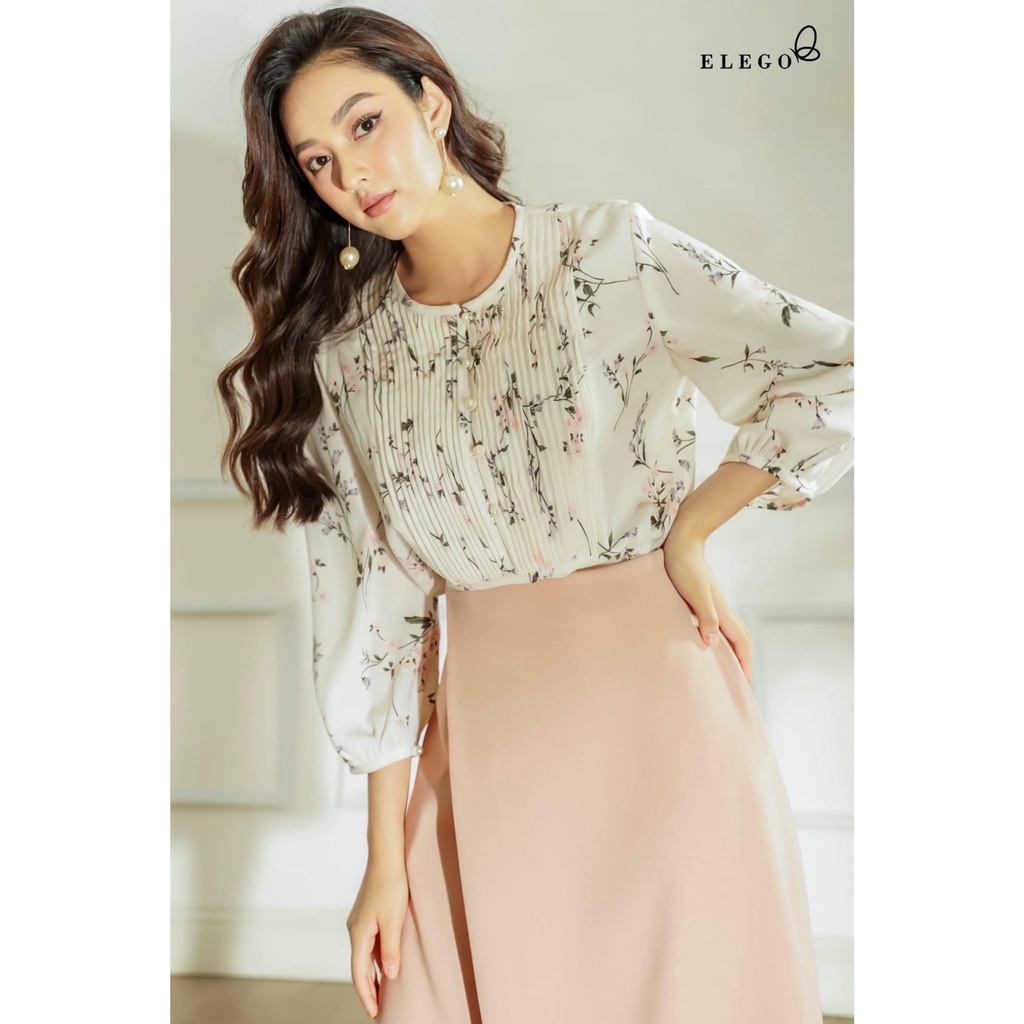 Set áo luạ hoa nhí chân váy dài màu hồng