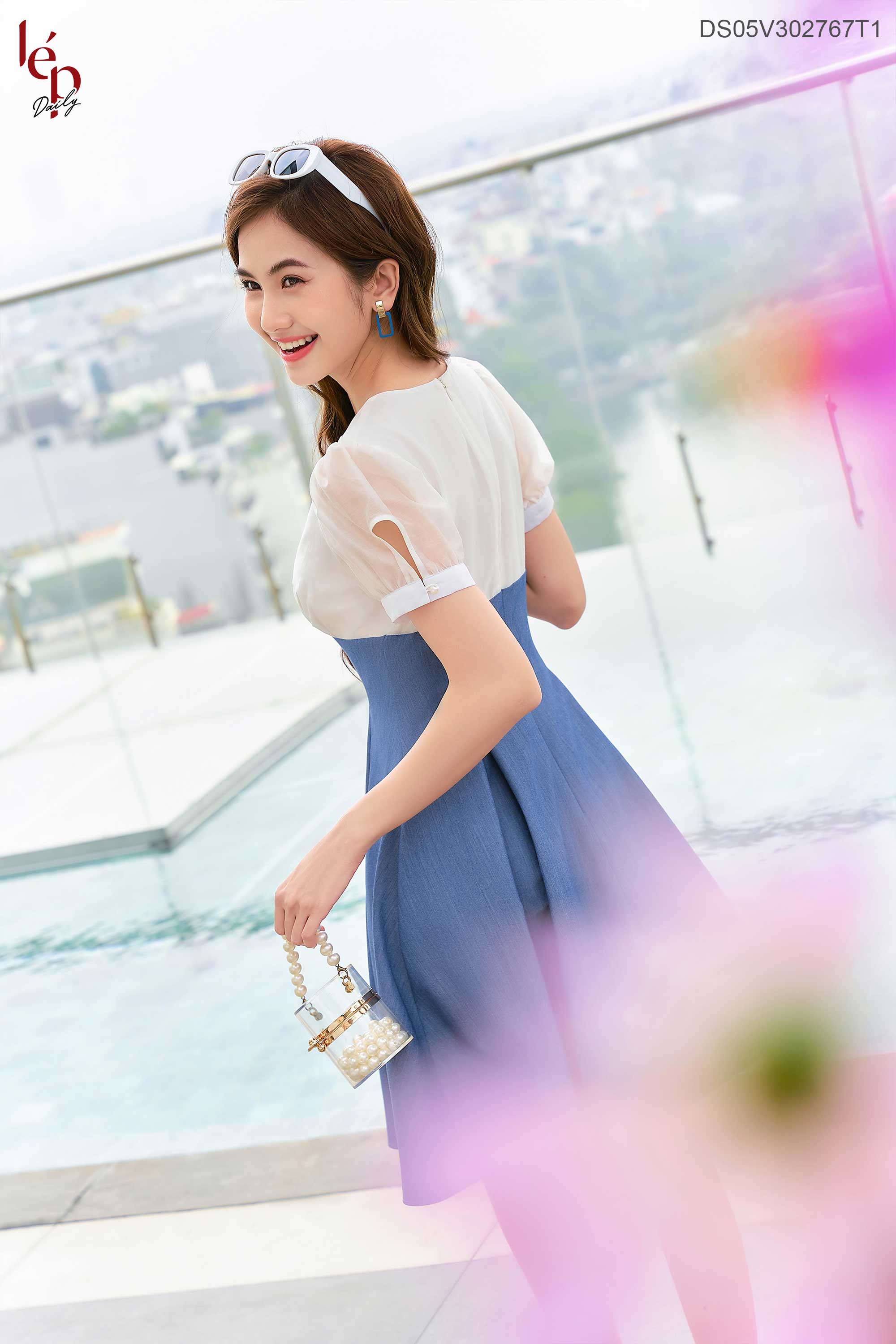Váy ly bung tay bồng cổ V DS05V302767T1