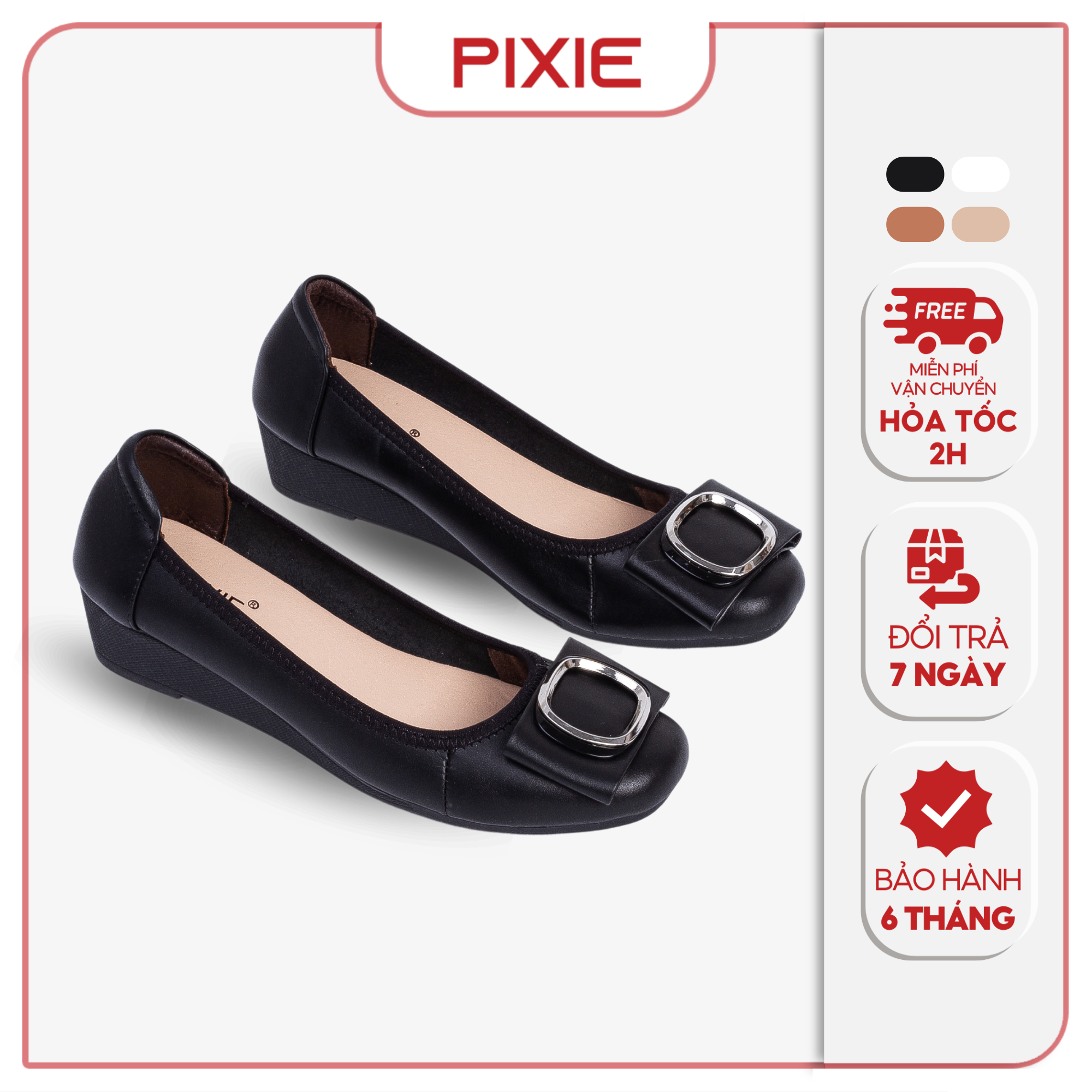 Giày Búp Bê Đế Xuồng Da Thật Khoá Tròn Pixie X665