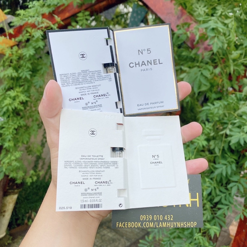 [ CHÍNH HÃNG] Vial Nước Hoa CHANEL No5 EDP & L'EAU 1,5ml