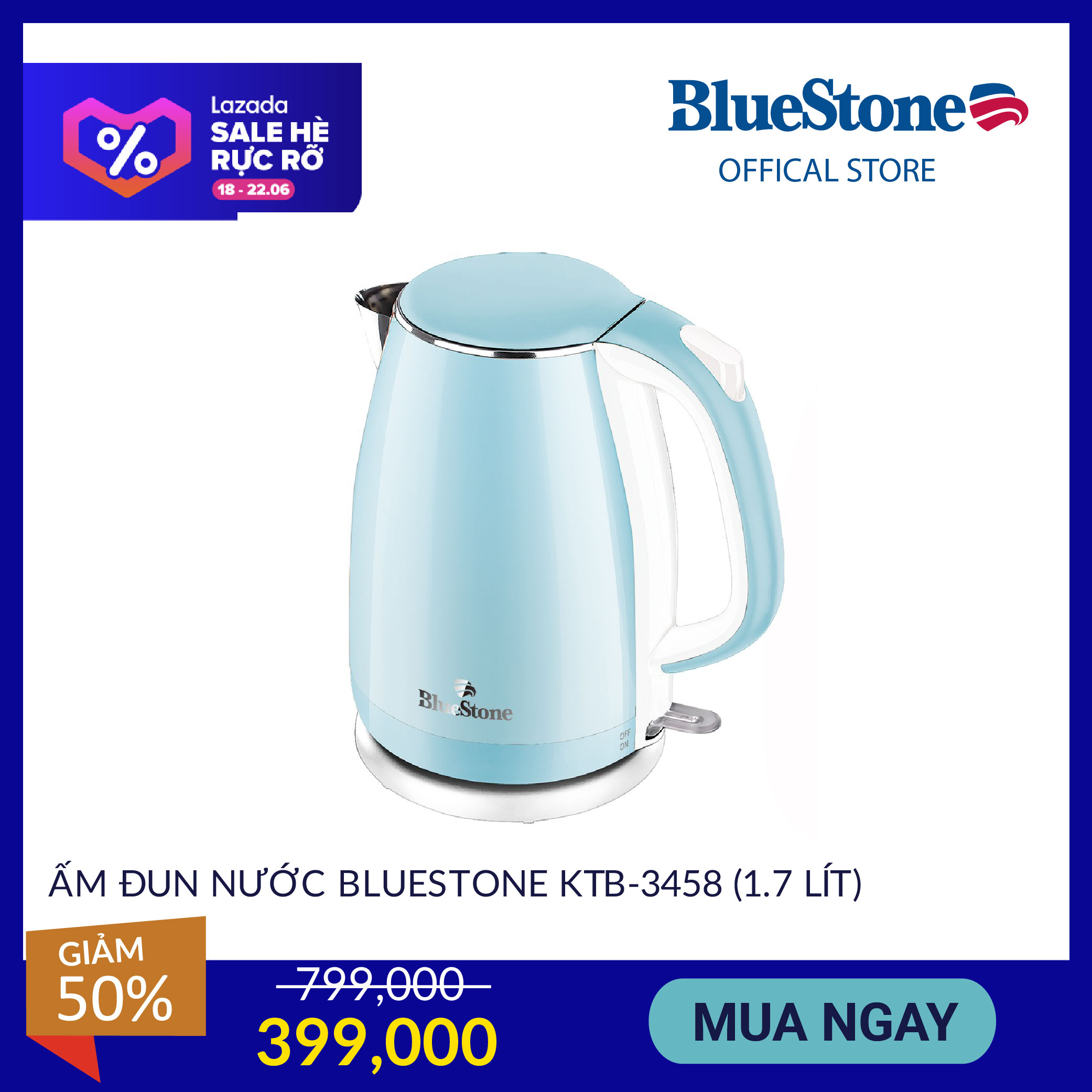 Ấm Đun Nước Siêu Tốc BlueStone KTB-3458 1.7L - Công suất mạnh mẽ 1800W|ProductId:412