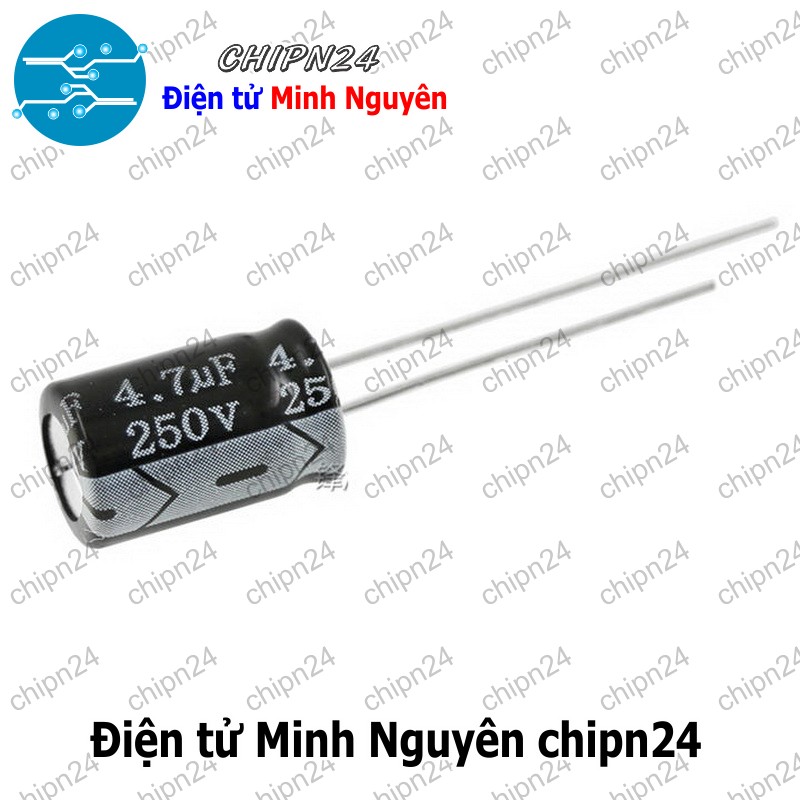[10 con] (F247) Tụ hóa 4.7uF 250V Đen (8x12mm) - HH003179