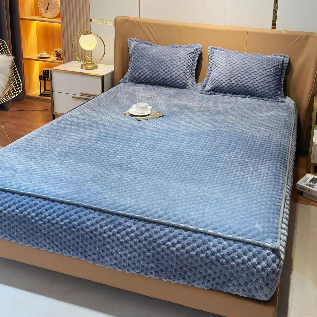 Set ga gối nỉ nhung tăm trơn màu mềm mịn