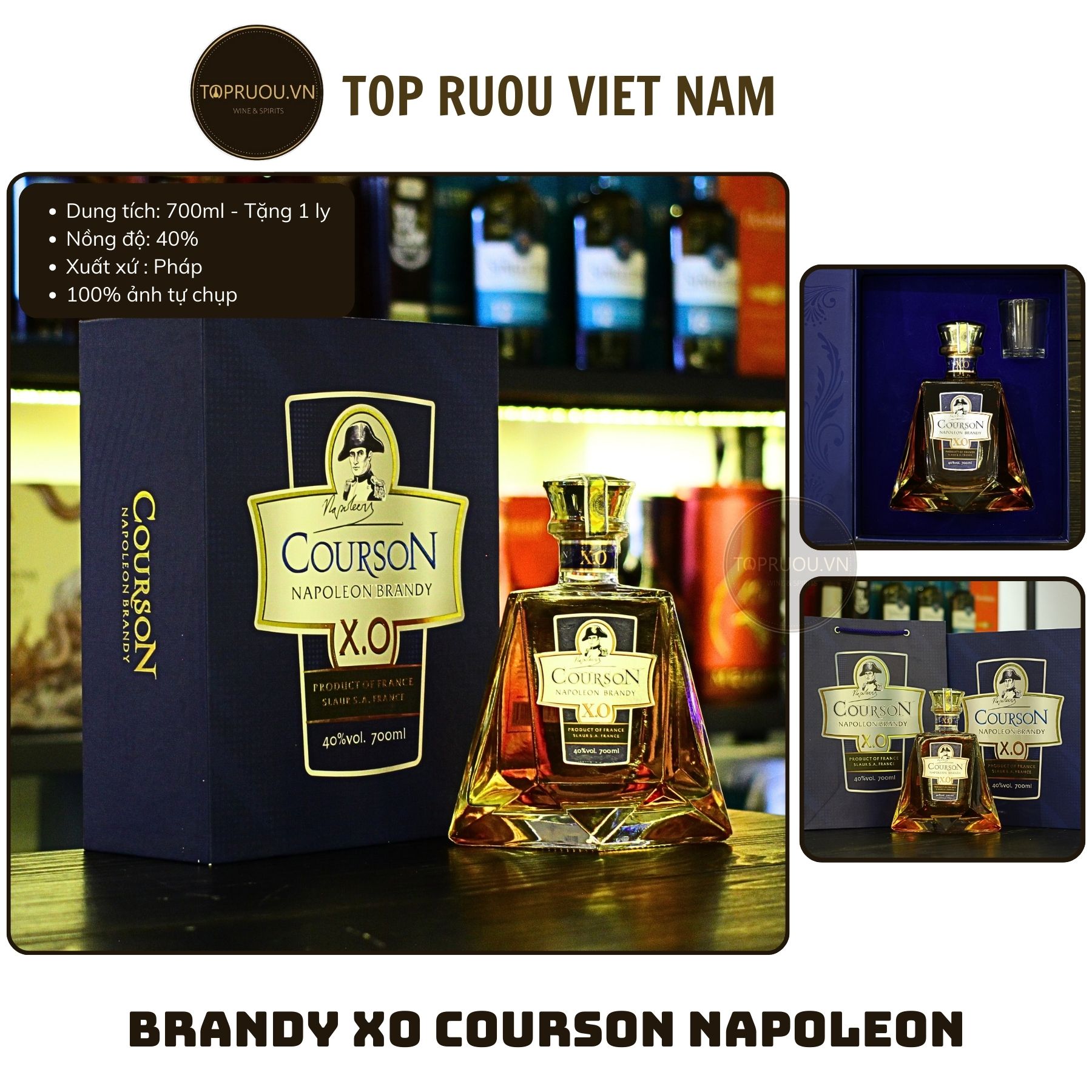 [Kèm Túi Hộp] Rượu Brandy XO Pháp Courson Napoleon - 700ml [Chính Hãng][Top Rượu VN]