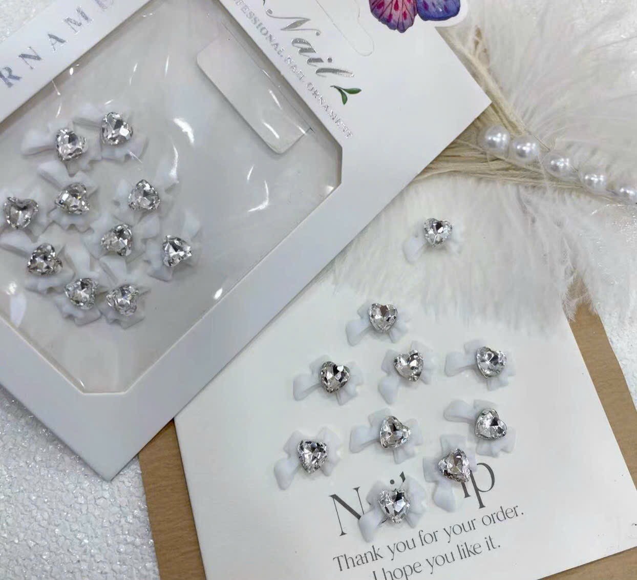 Charm nơ đá trắng trang trí móng mẫu mới hot - tgn937