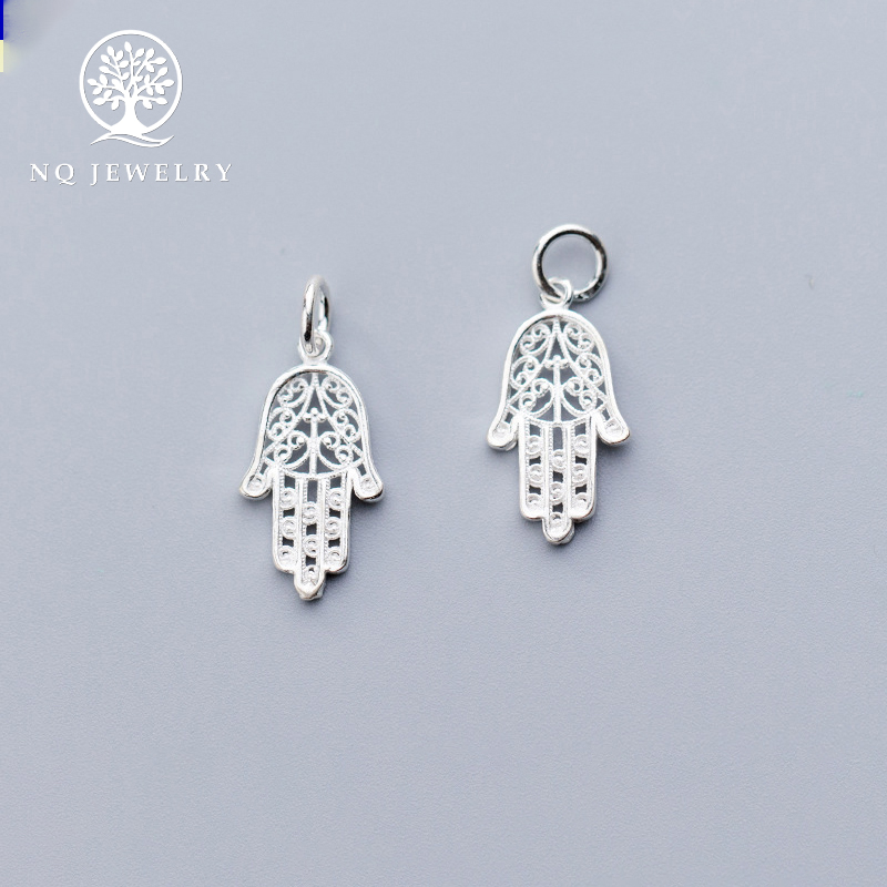 Charm bạc hình bàn tay hamsa treo 19x10.5x1.5mm - NQ Jewelry