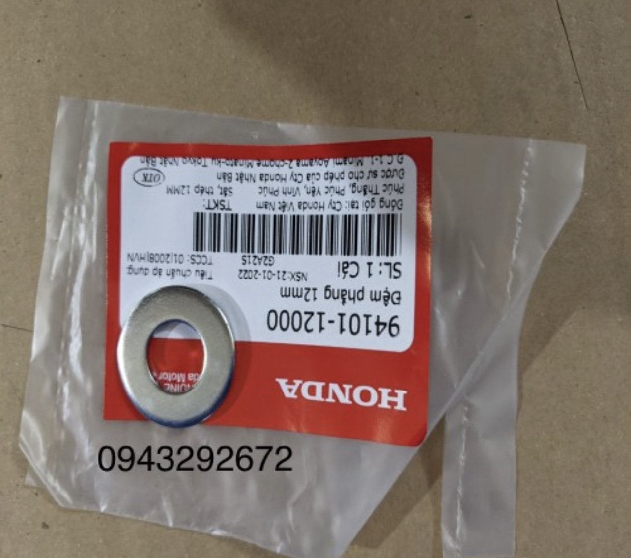 Đệm phẳng, Long Đen 12mm Hond ( 9410112000 )