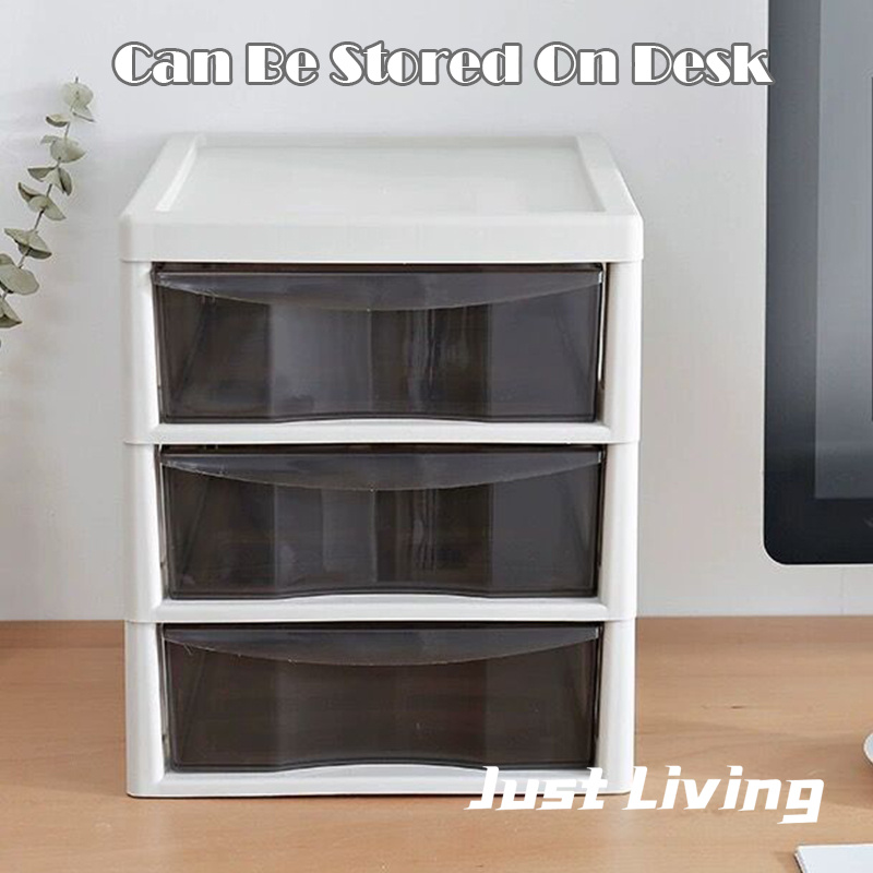 JustLiving Multi-Layer Drawer Grid Storage Rack Office Book Shelf Atorage Cabinet A4 File Cabinet Plastic Data Storage Box