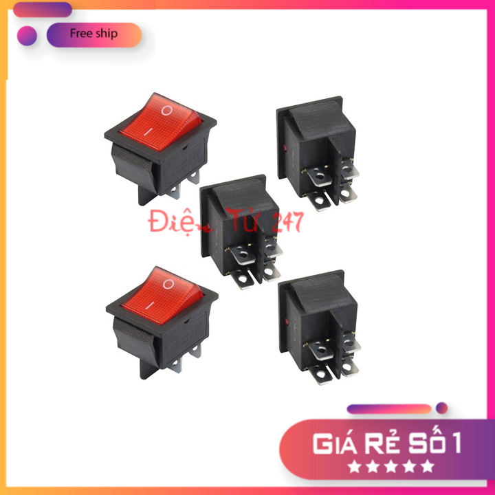 Combo 5 Cái Công Tắc Bập Bênh 4 Chân Có Đèn