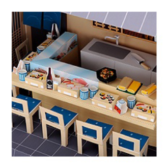 Mô hình giấy 3D cửa hàng Sushi