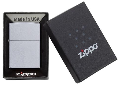 Zippo mỹ Satin Chrome (made in USA) tem đỏ, chính hãng- Manmate (không bao gồm xăng)