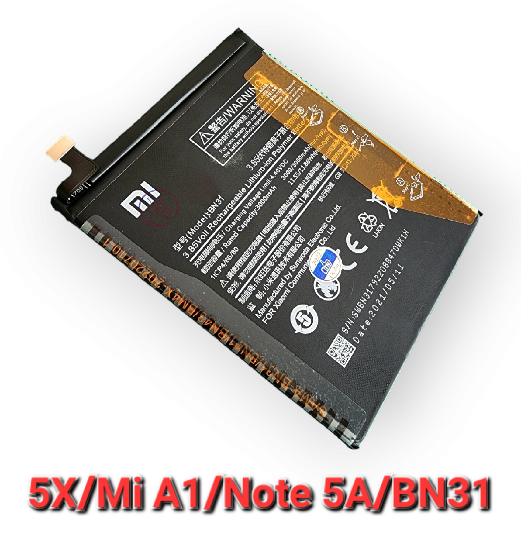 Pin xiaomi mi 5x/mi a1/note 5a/bn31 zin hãng