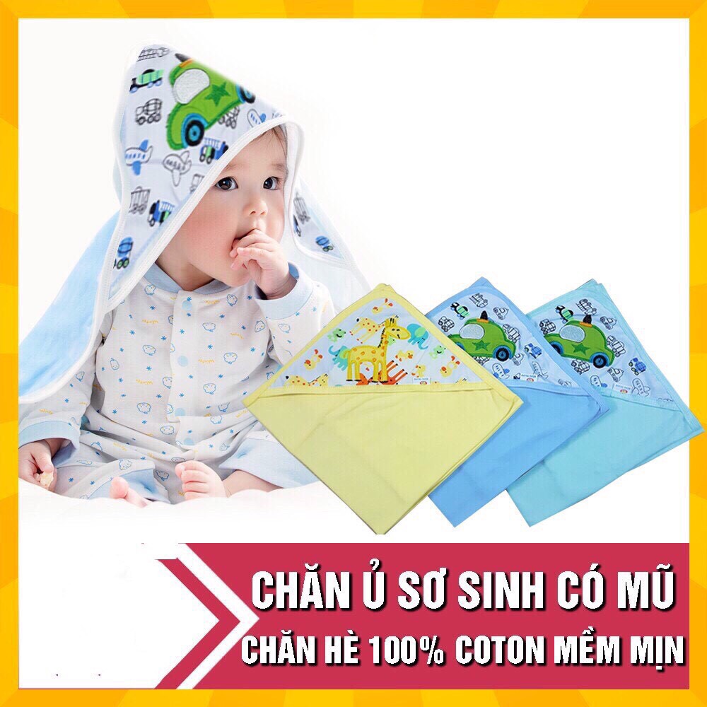 Chăn cuốn,chăn ủ mùa hè cho bé có mũ in hình